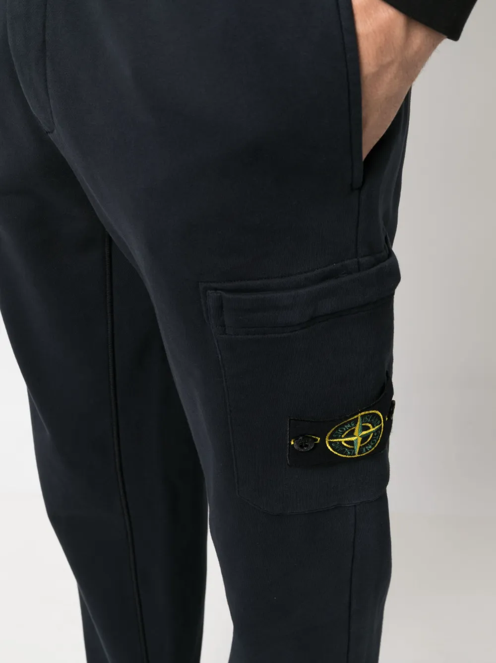 Shop Stone Island Compass-patch Cotton Track Pants In Blue