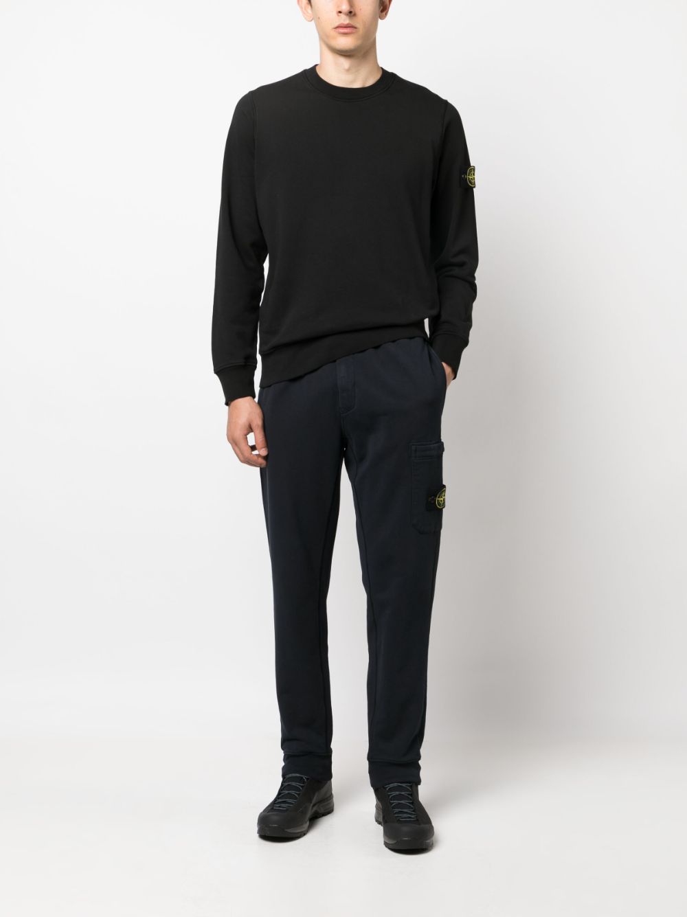 Shop Stone Island Compass-patch Cotton Track Pants In Blue