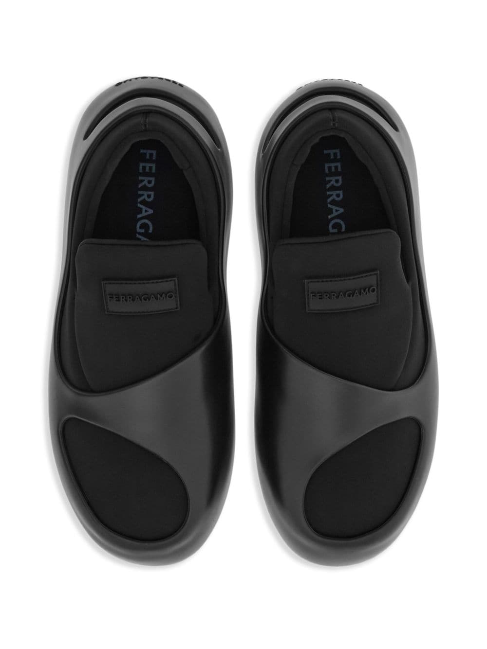 Shop Ferragamo Hybrid Logo-patch Panelled Sneakers In Black