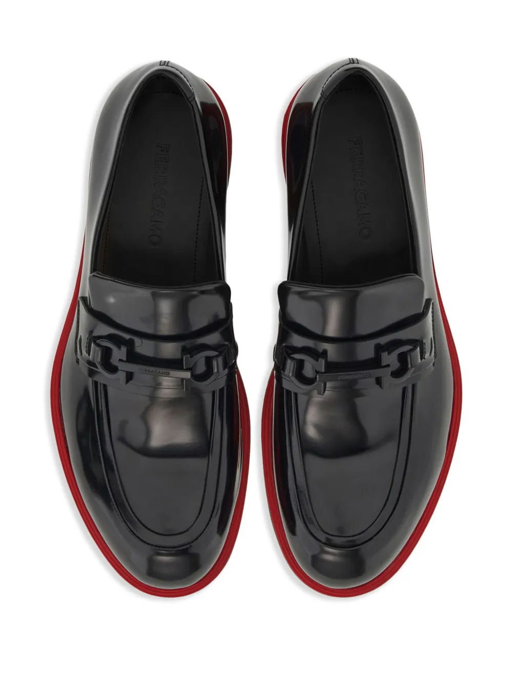 Shop Ferragamo Gancini-ornament Leather Mocassins In Schwarz