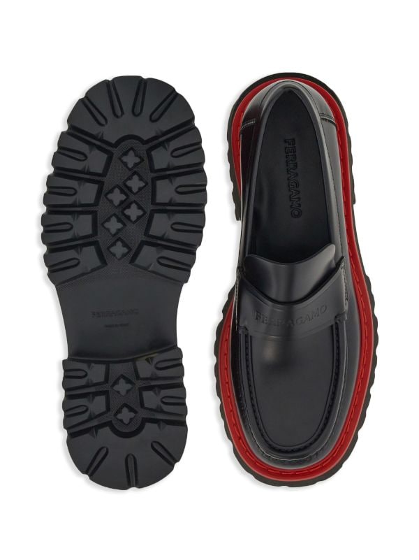 Prada Red Sole Derbies in Black