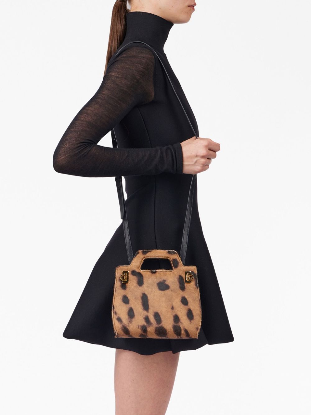 Ferragamo VSLING mini-shopper met luipaardprint - Beige