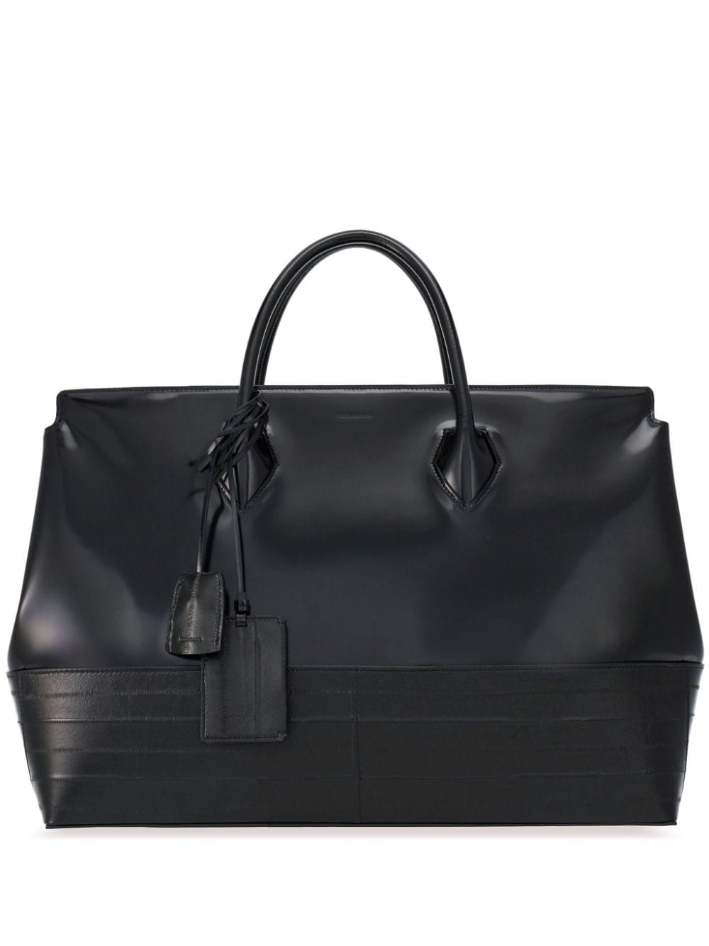 Ferragamo Logo-stamp Leather Tote Bag In Black