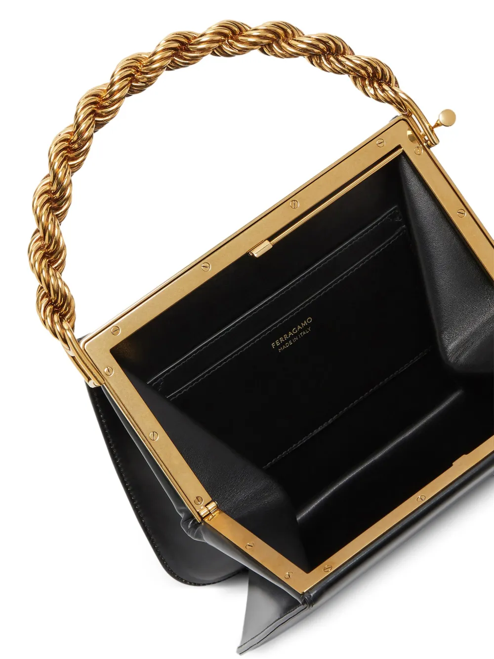 【FERRAGAMO】関税込☆Semi-rigid レザーバッグ ブラック Ferragamo Semi-rigid Leather Bag | Black | FARFETCH JO