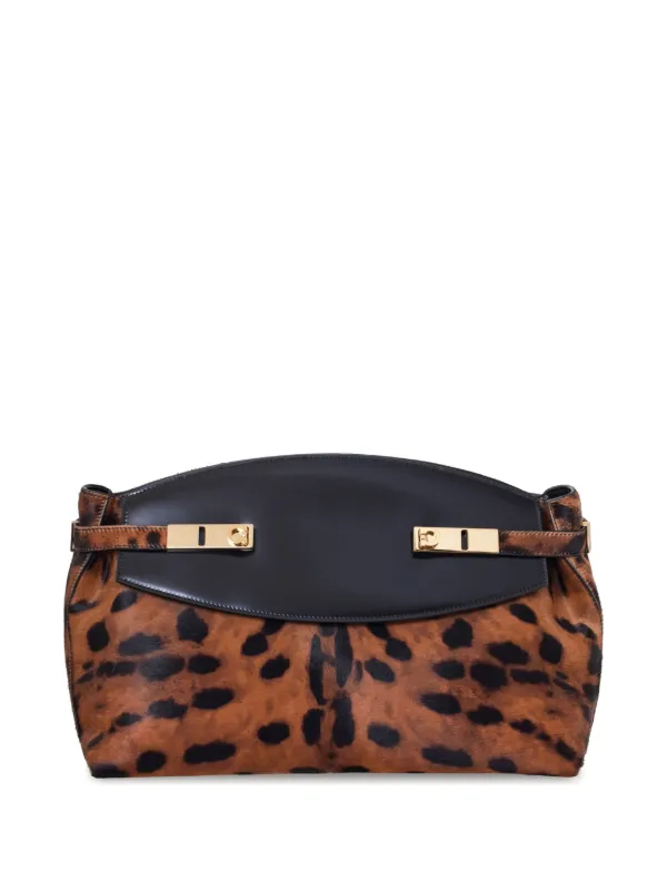 Large leopard shop print clutch bag