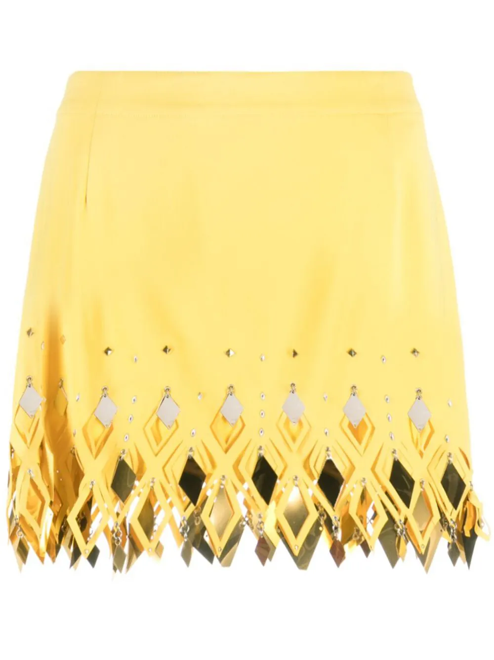 Rabanne Embellished Cut-out Crepe Miniskirt In Multi