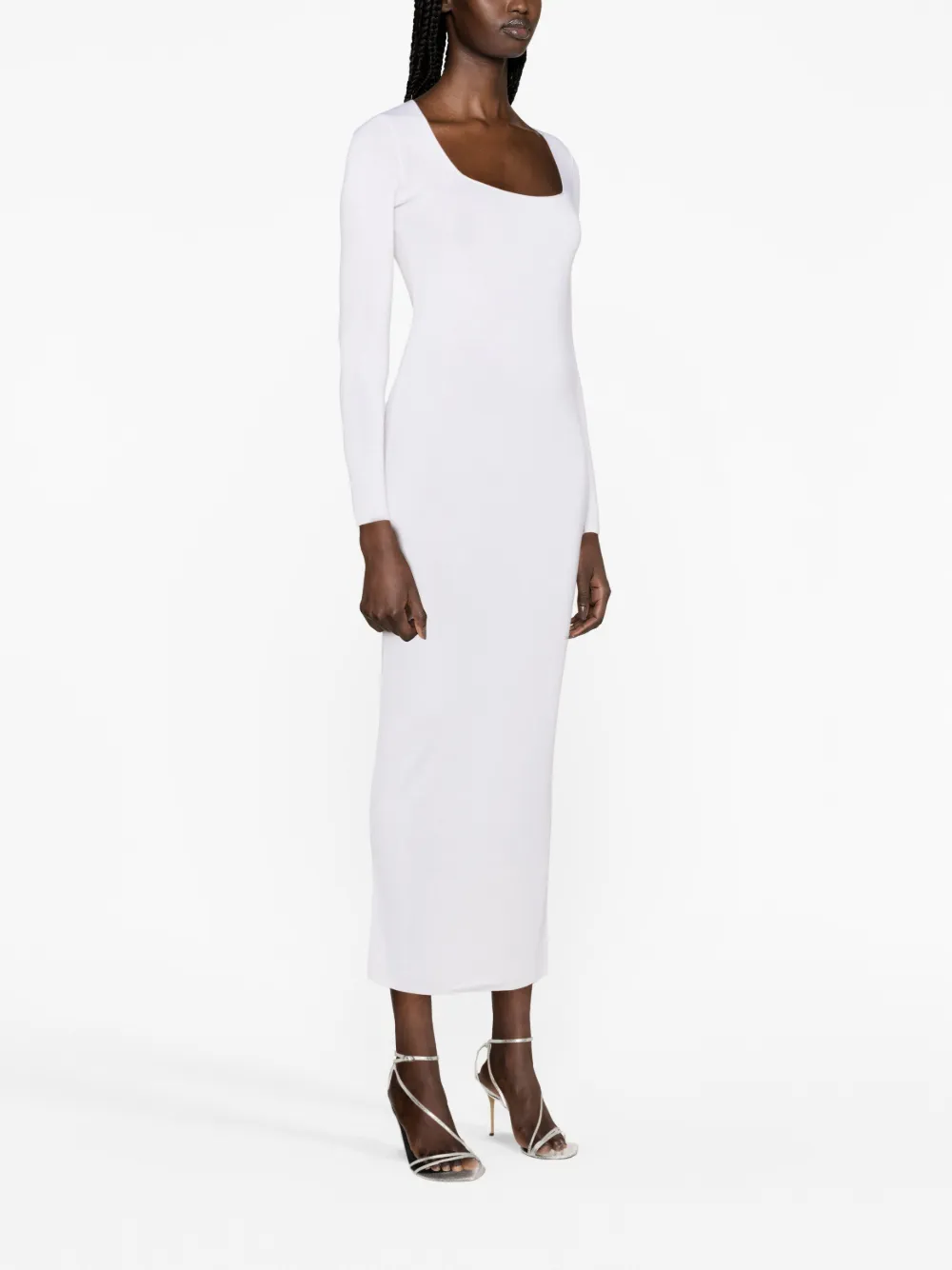 TOM FORD Midi-jurk met diepe ronde hals Wit