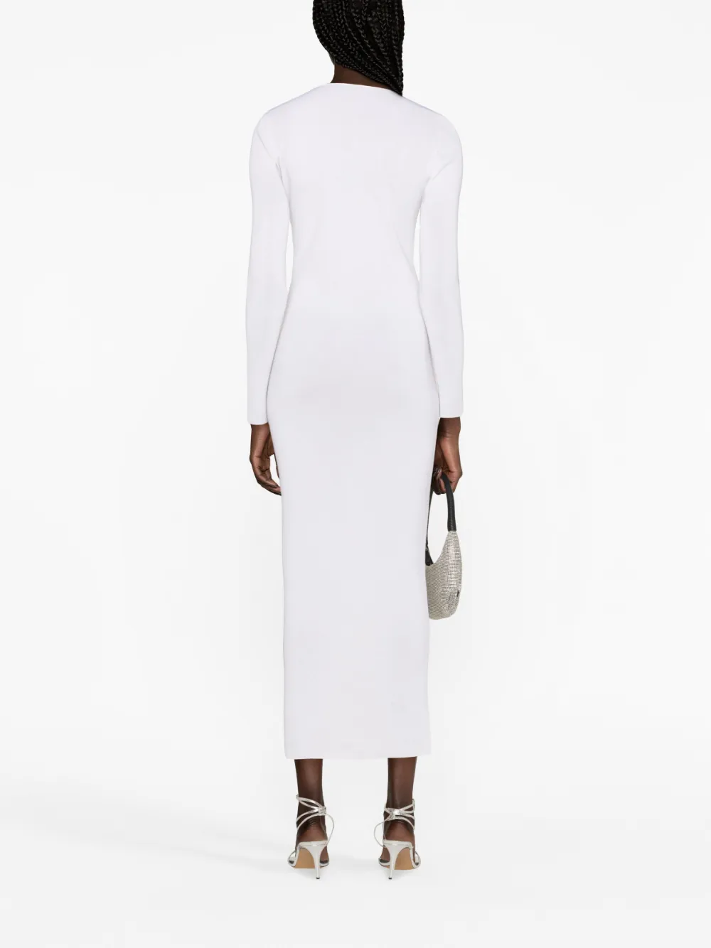 TOM FORD Midi-jurk met diepe ronde hals Wit