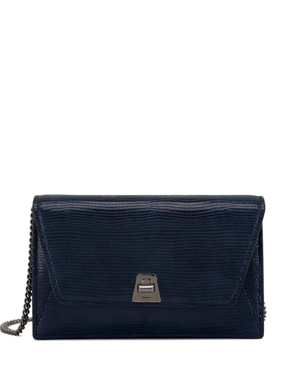 Akris Anouk Chain-strap Lizard-effect Clutch Bag In Blue
