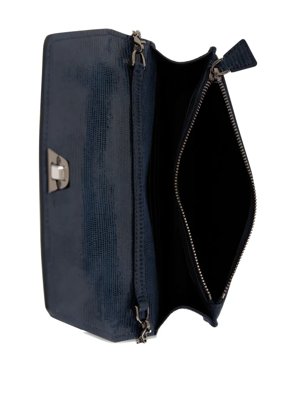 Akris Anouk Chain-strap Lizard-effect Clutch Bag In Blue
