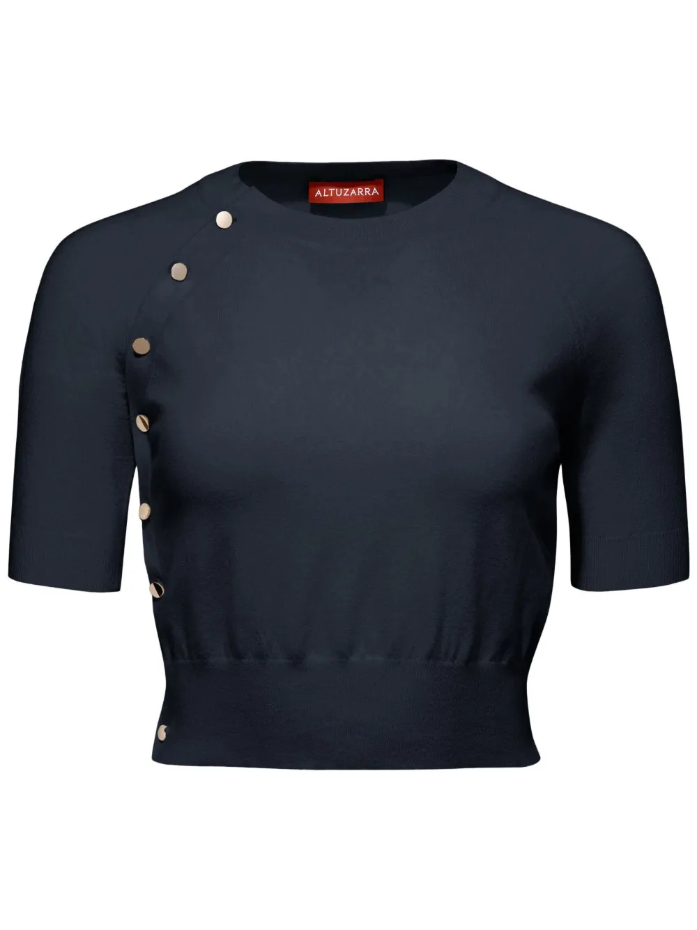 Altuzarra Short-sleeve Knitted Crop Top In Blue