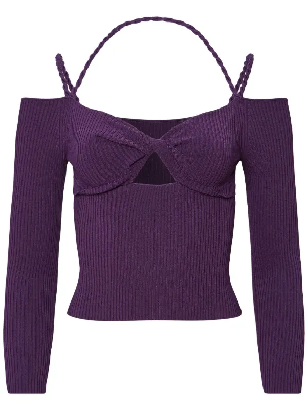 Altuzarra Odin Cut-out Ribbed-knit Top in Purple