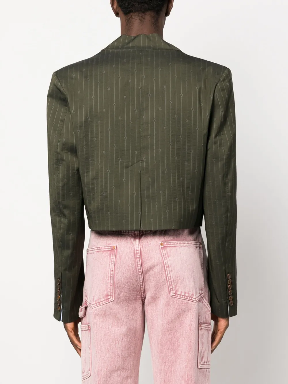 Charles Jeffrey Loverboy Pinstripe Cropped Blazer In Green