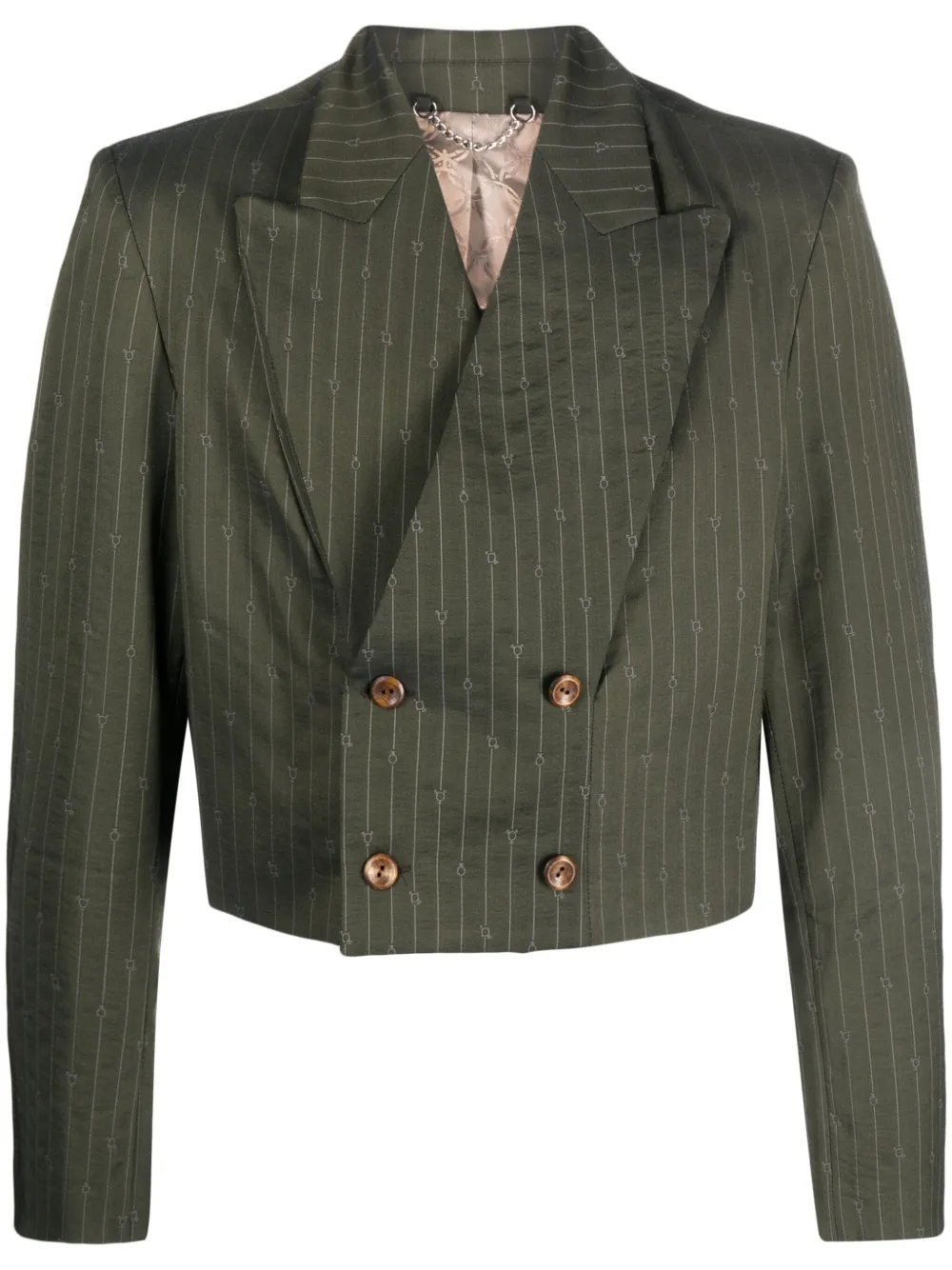 Charles Jeffrey Loverboy Pinstripe Cropped Blazer In Green