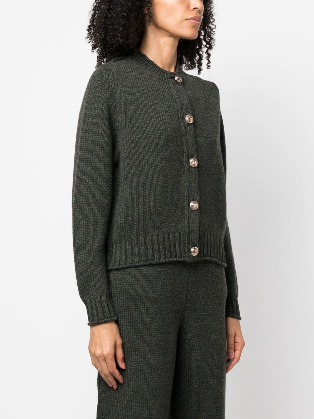 Shop Barrie Button-up Cashmere Cardigan In Green