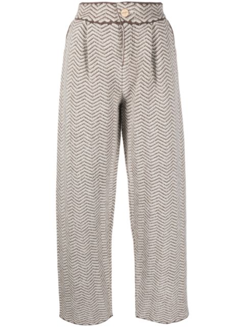 Barrie chevron-knit pleated trousers