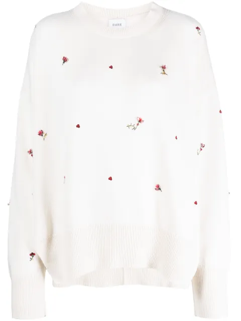 Barrie floral-embroidery cashmere jumper