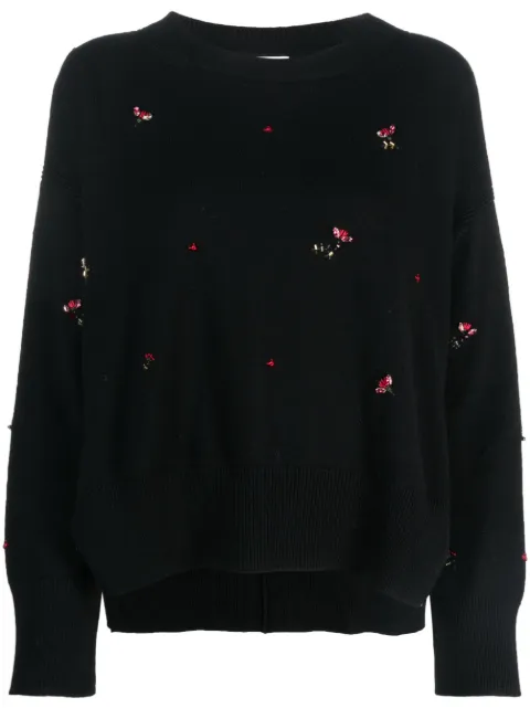 Barrie floral-embroidery cashmere jumper