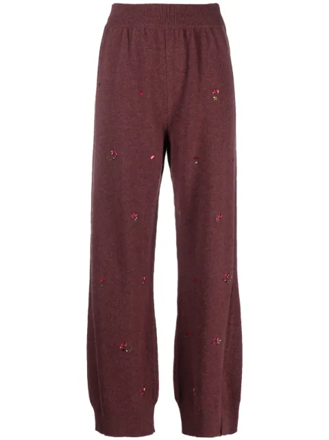 Barrie floral-embroidery cashmere trousers