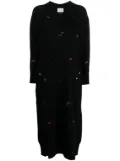 Barrie floral-embroidery cashmere dress - Black