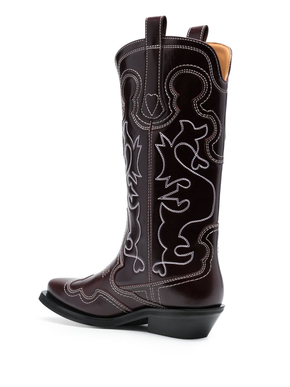 Shop Ganni 40mm Mid-calf Western Boots In Red