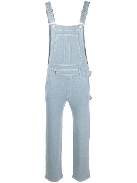 Barrie cotton-cashmere denim-effect dungarees