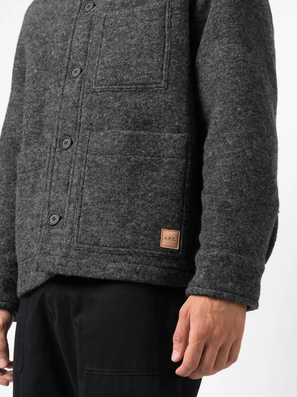 Shop Apc Wool-blend Jacket In Grey