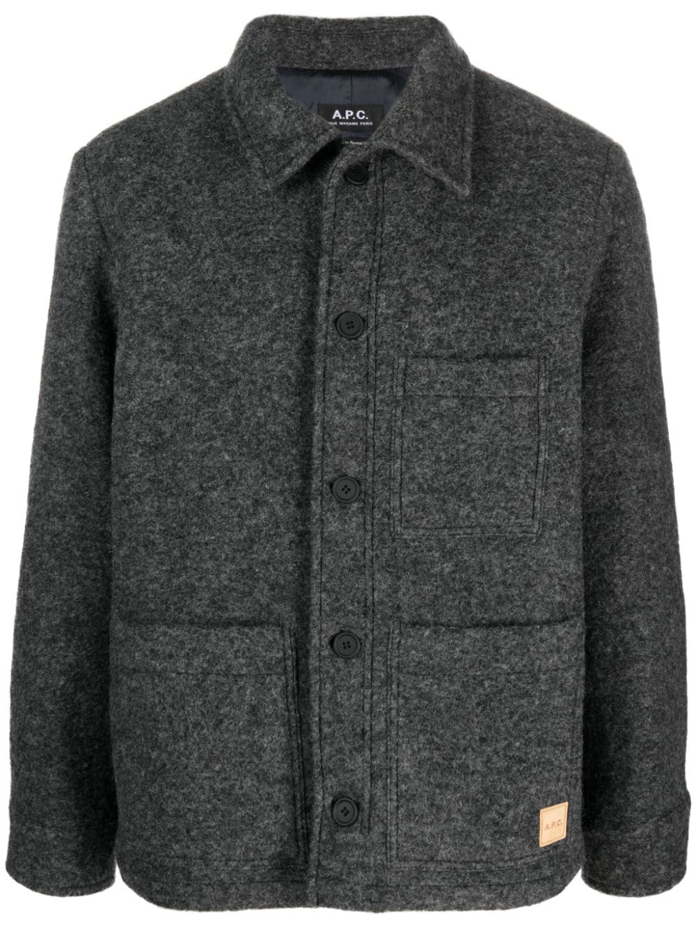 Apc Wool-blend Jacket In Grey