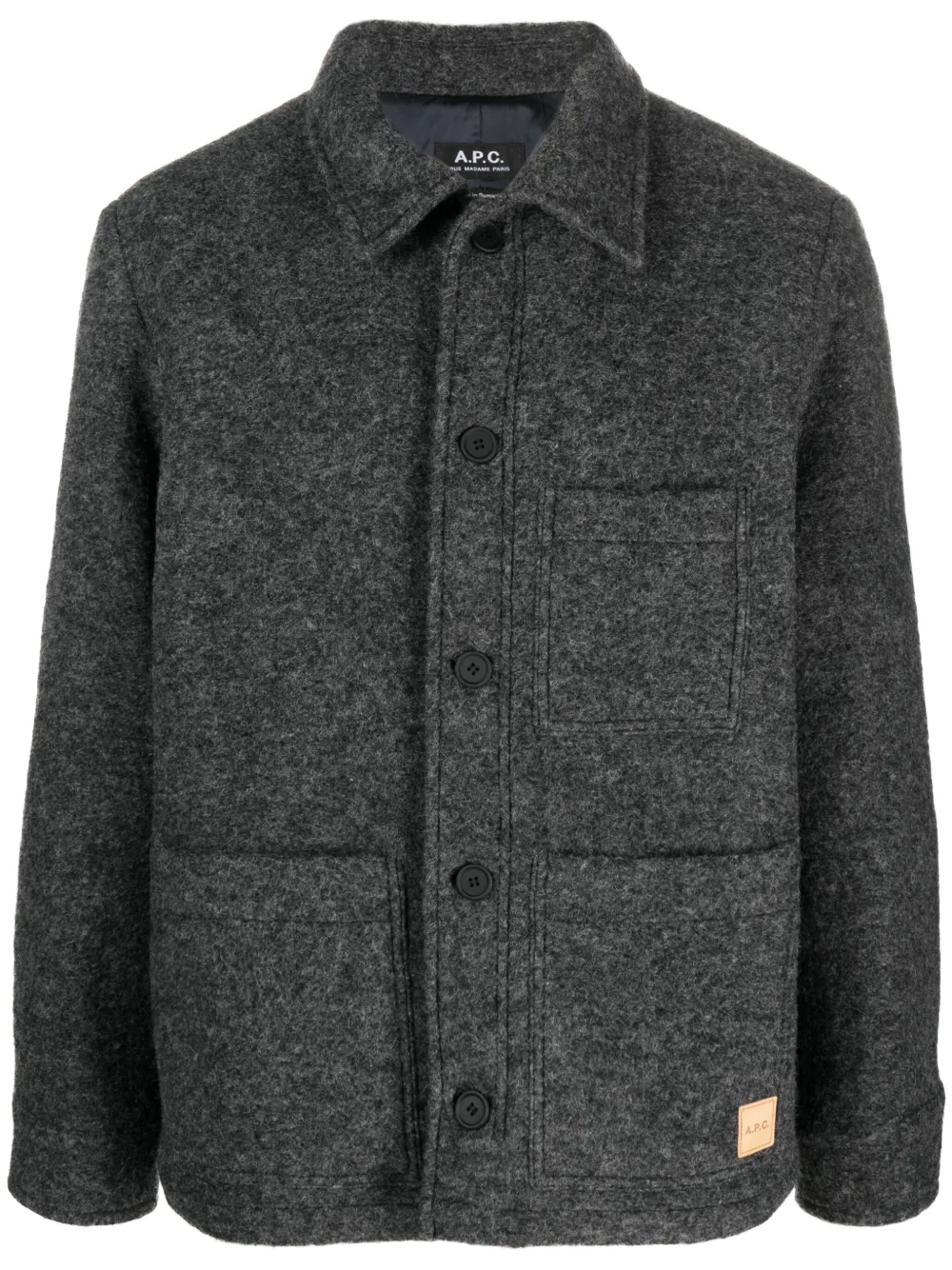 Apc Wool-blend Jacket In Grey