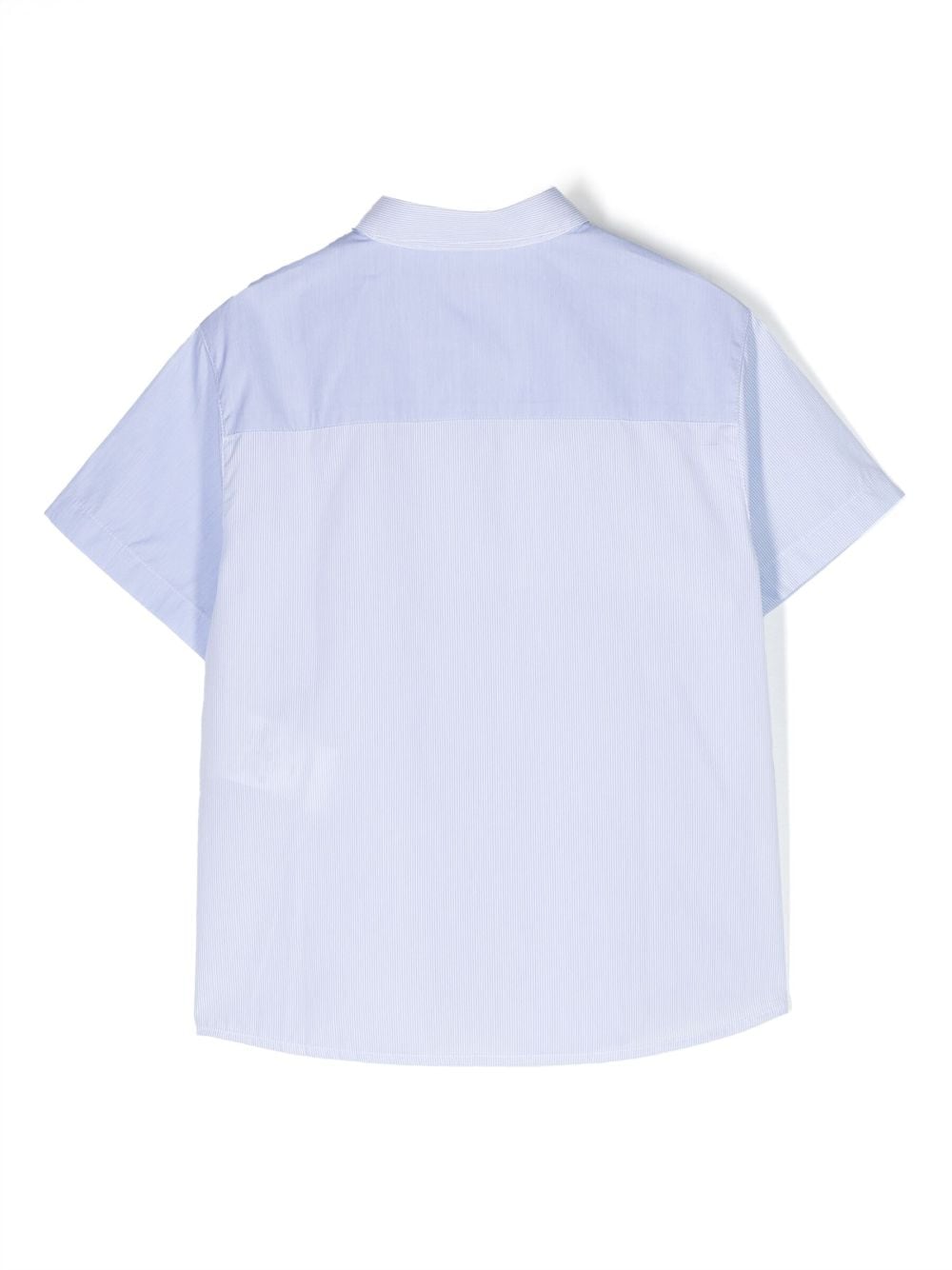 Emporio Armani Kids embroidered-logo panelled cotton shirt - Blauw