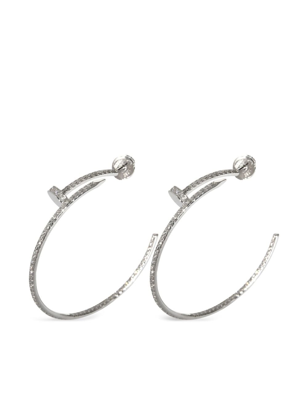 Pre-owned Cartier 18kt White Gold Juste Un Clou Diamond Hoop Earrings