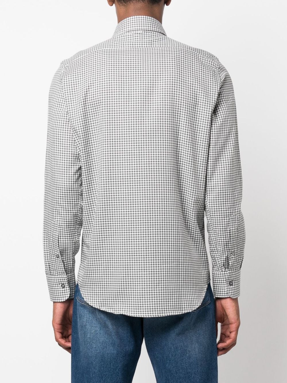 Shop Canali Check-print Cotton Shirt In White