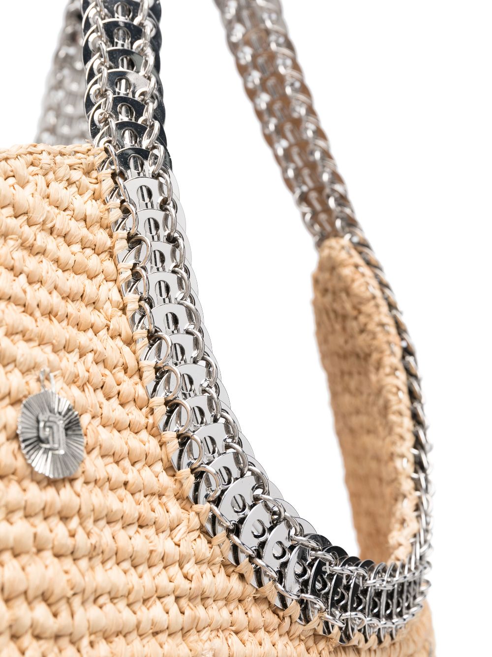 large embellished raffia tote bag