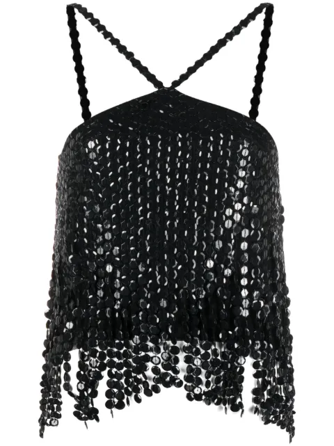 The Attico layered sequin-embellished top
