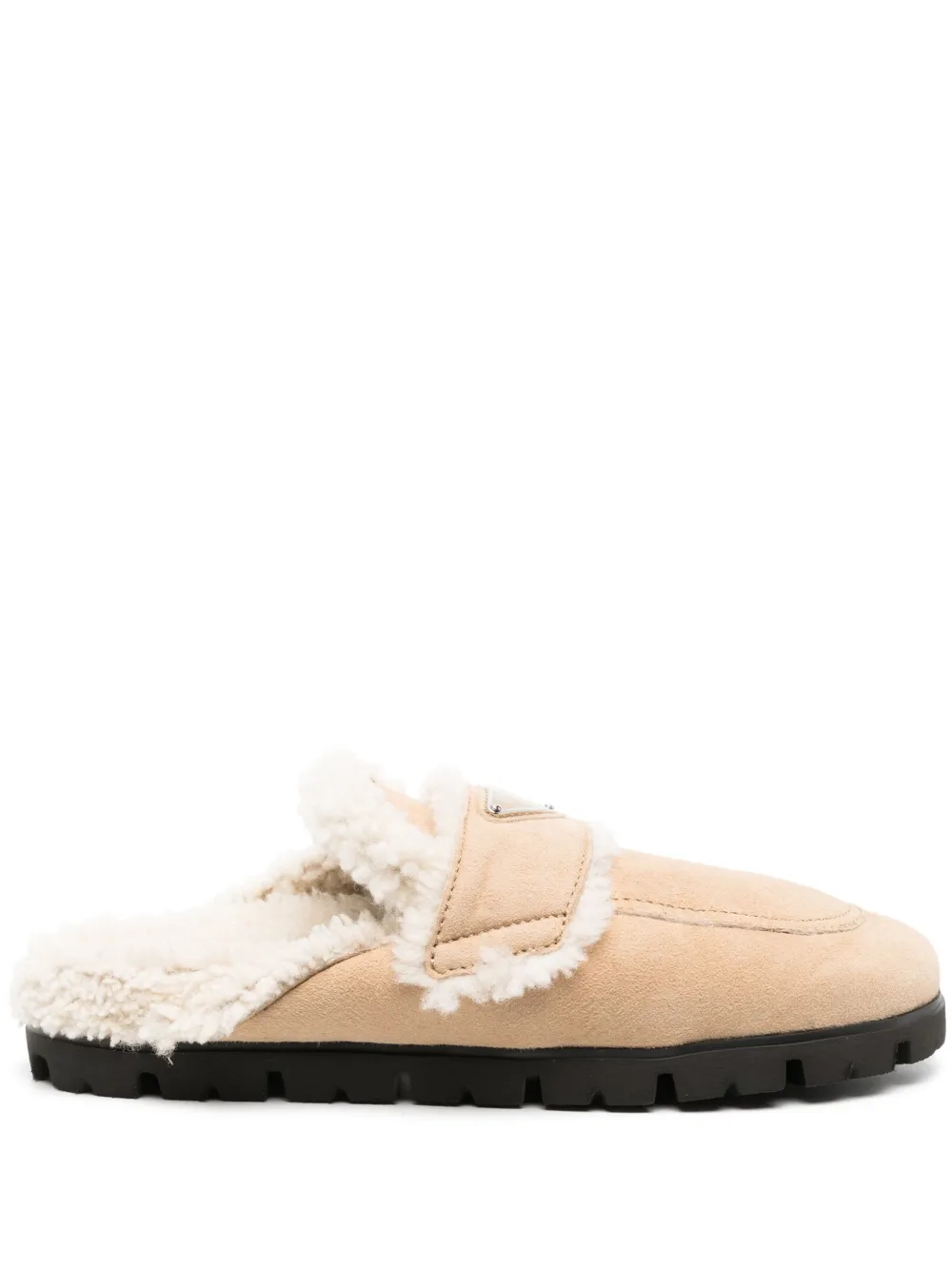 Prada trianglelogo Shearling Slippers Farfetch