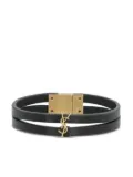 Saint Laurent Cassandre double-strand leather bracelet - Black