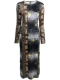 Pierre-Louis Mascia graphic-print long-sleeve dress - Blue