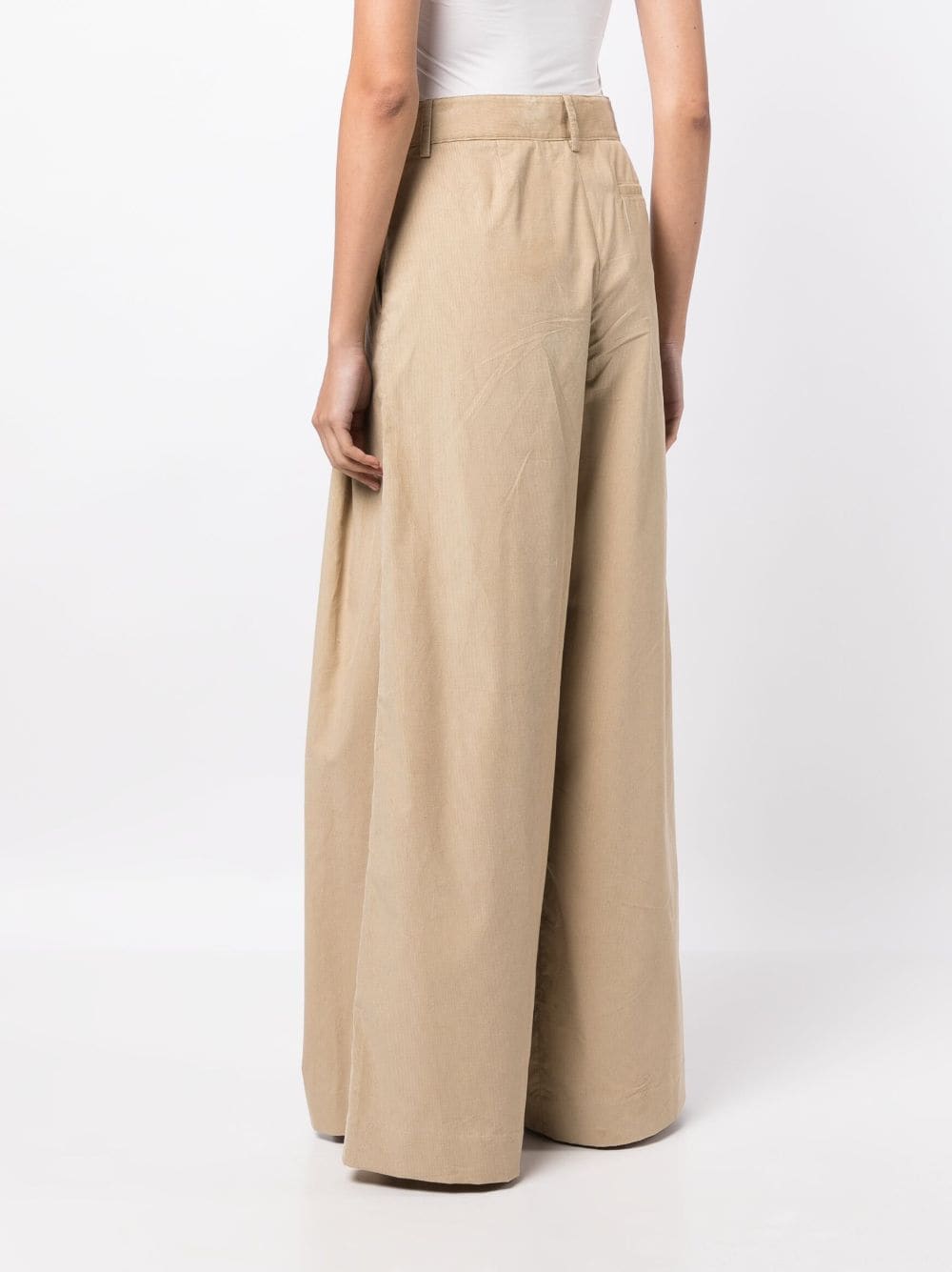 Shop Twp Pressed-crease Cotton Flared Trousers In Braun