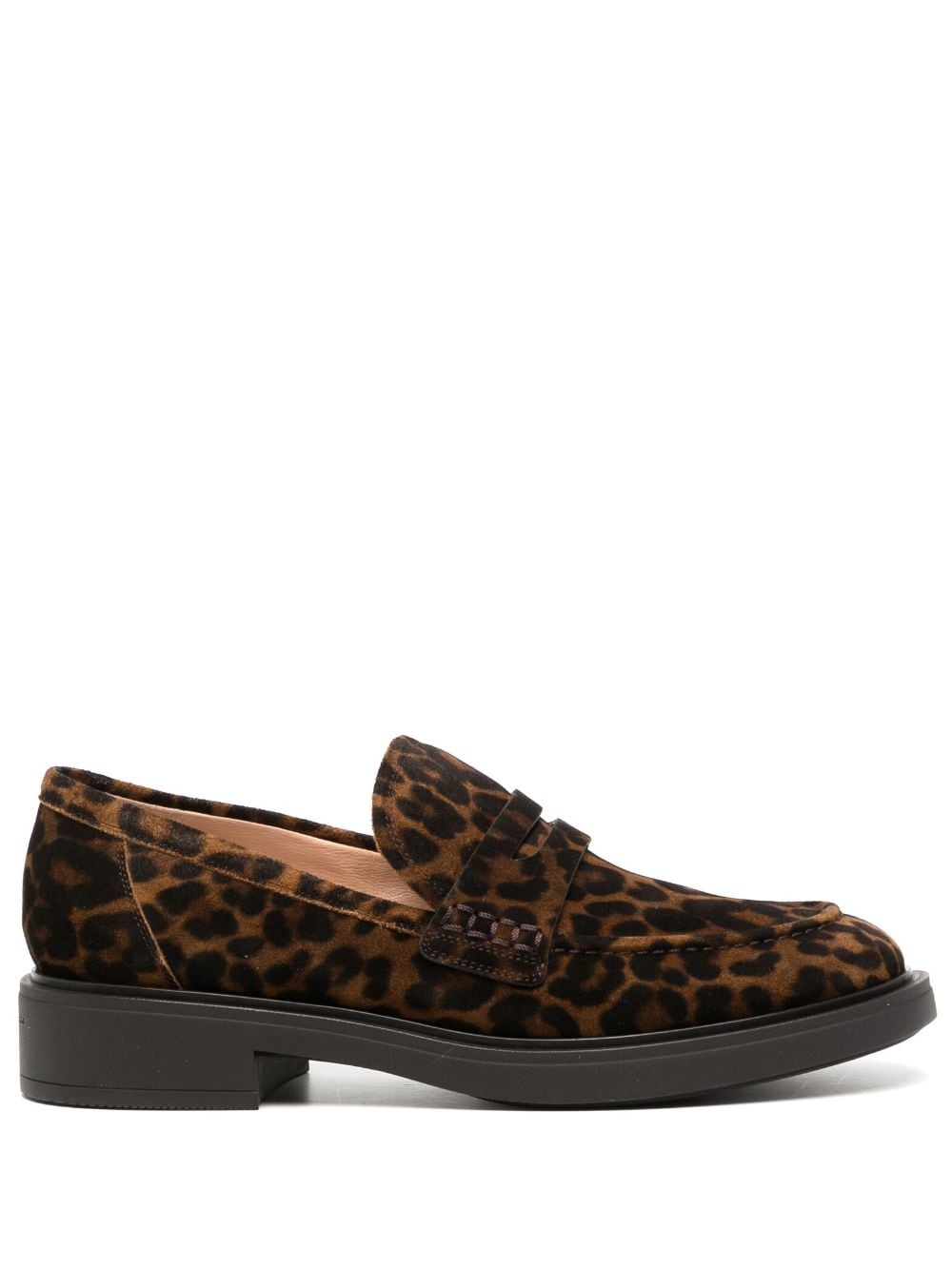 Gianvito Rossi Leopard-print Leather Loafers In Brown