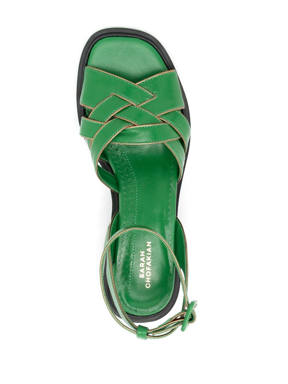 Shop Sarah Chofakian Giverny 45mm Leather Sandals In Green