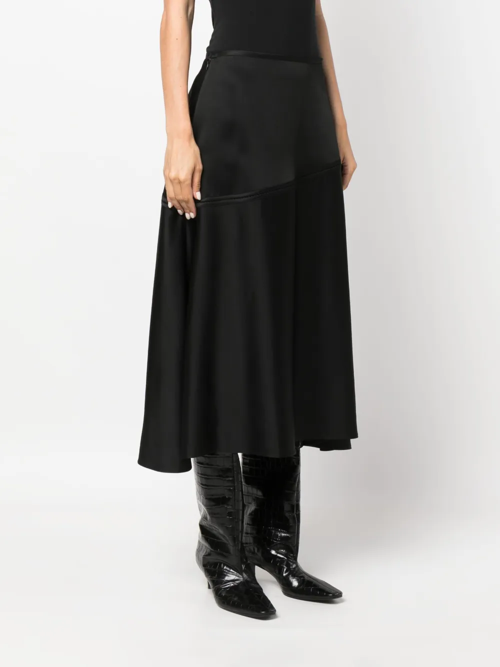  Jil Sander Flared Midi Skirt - Black 