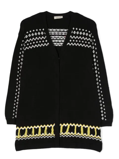 TWINSET Kids fringed intarsia-knit cardigan