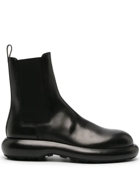 Jil Sander Bota cano curto bico redondo de couro