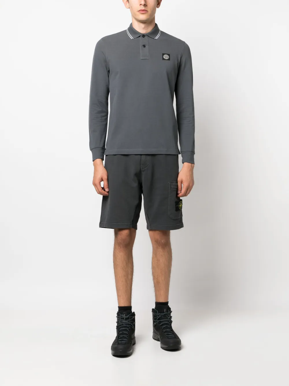 Stone Island Poloshirt met Compass-logopatroon - Grijs