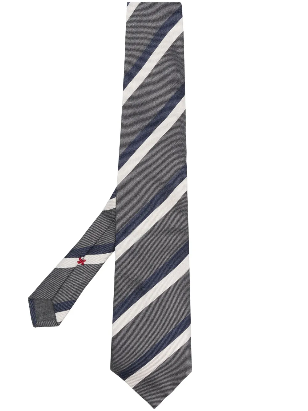 Brunello Cucinelli stripe-print pointed-tip tie | Grey | Image 1