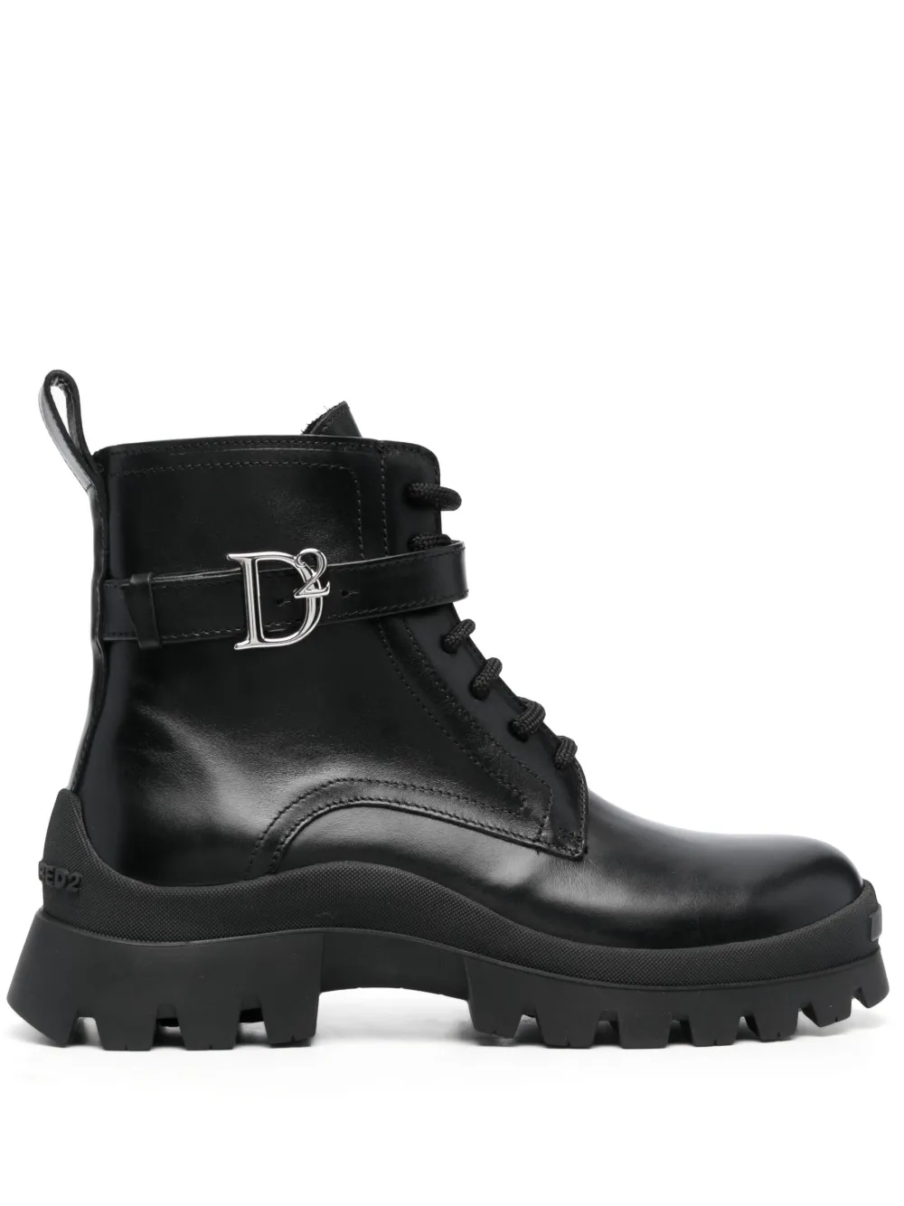 logo-buckle leather ankle boots