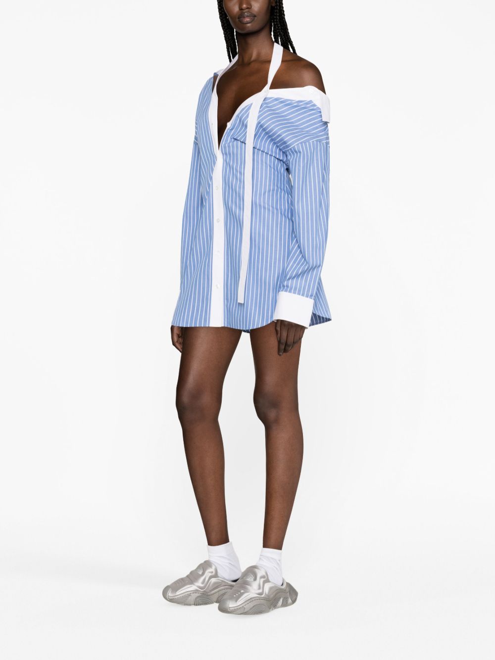 Striped off the 2025 shoulder shirt dress