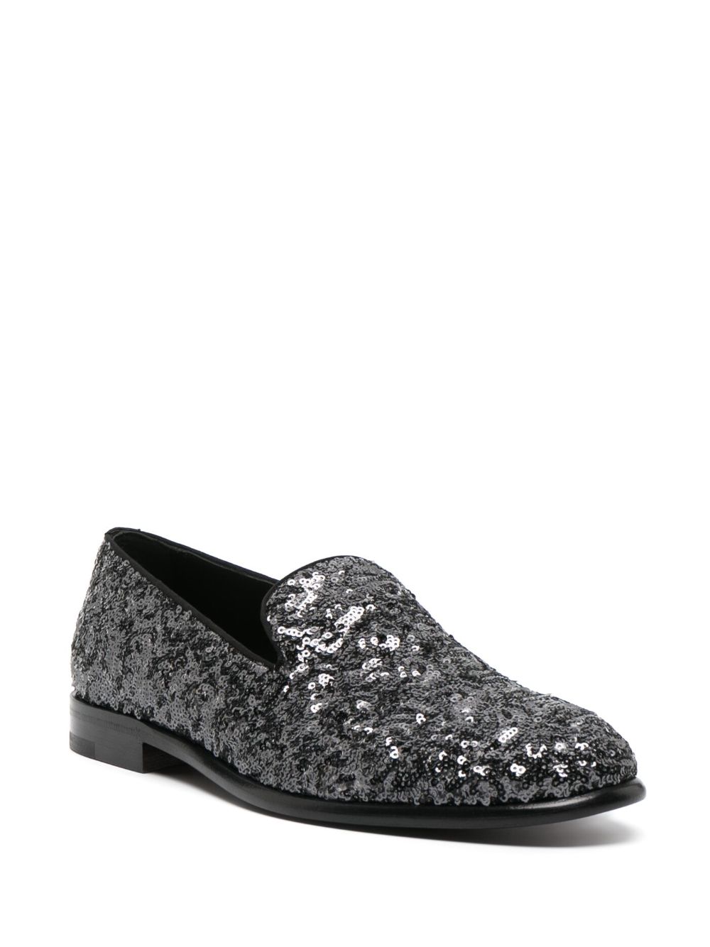 Dolce & Gabbana sequin-embellished leather slippers - Zwart