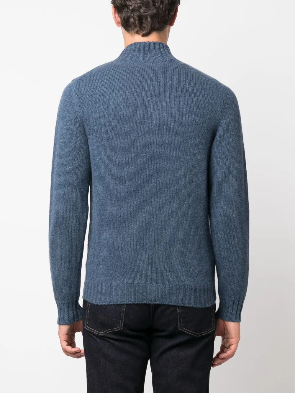 Fedeli High-neck Long-sleeve Jumper In Blue