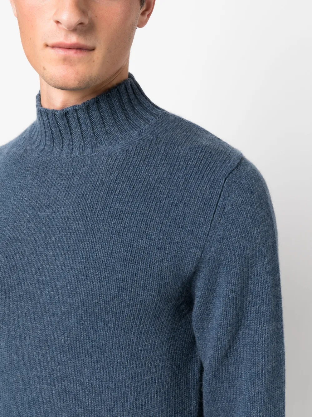 Fedeli High-neck Long-sleeve Jumper In Blue